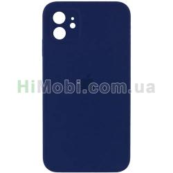 Накладка Silicone Case Full Square iPhone 12 (08) Dark blue