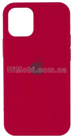 Накладка Silicone Case Full iPhone 12/ 12 Pro (37) Rose red