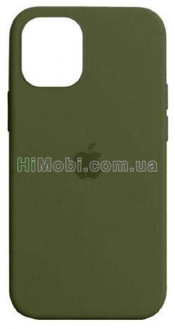 Накладка Silicone Case Full iPhone 12/ 12 Pro (45) Army green