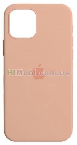 Накладка Silicone Case Full iPhone 12/ 12 Pro (06) Light pink