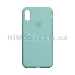 Накладка Silicone Case Full iPhone Xs Max синьо-блакитна (21)