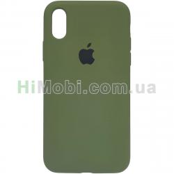 Накладка Silicone Case Full iPhone XS Max (45) Army green