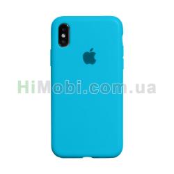Накладка Silicone Case Full iPhone Xs Max блакитна (16)