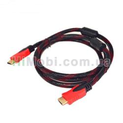 Кабель HDMI з нейлоновим обплетенням та позолоченими конекторами 3m Black-Red