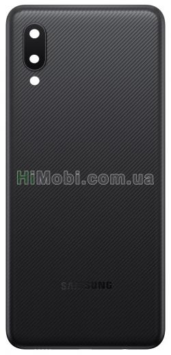 Задня кришка Samsung A022/ F Galaxy A02 чорний + скло камери