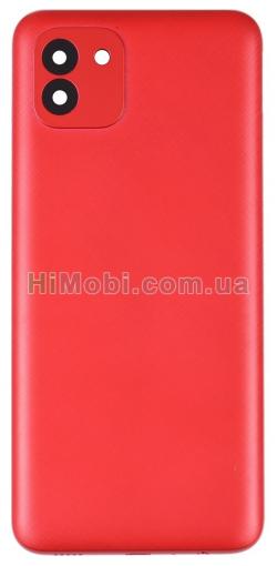 Задня кришка Samsung A035/ F Galaxy A03 червоний 160.5*72mm + скло камери оригінал