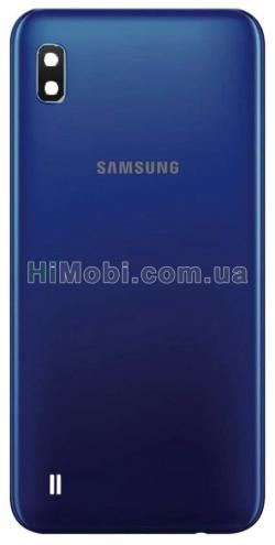 Задня кришка Samsung A105 Galaxy A10 2019 темно-синій + скло камери оригінал