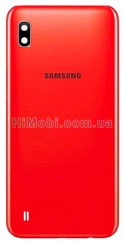 Задня кришка Samsung A105 Galaxy A10 2019 червоний + скло камери оригінал