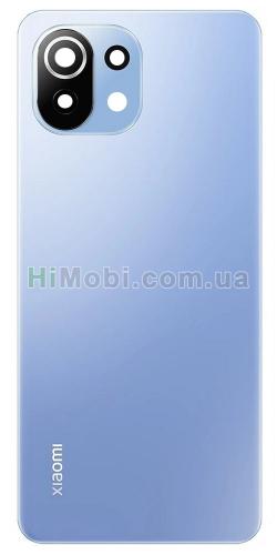 Задня кришка Xiaomi Mi 11 Lite синя + скло камери оригiнал