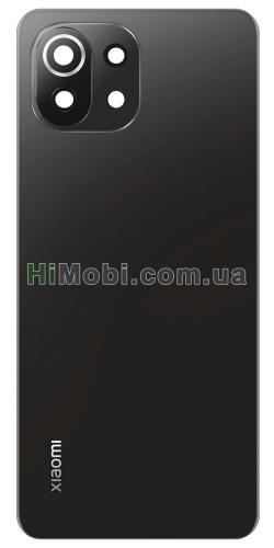 Задня кришка Xiaomi Mi 11 Lite чорна + скло камери оригiнал
