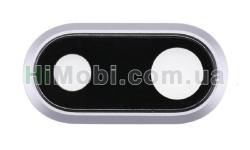 Скло камери iPhone 8 Plus Silver з рамкою