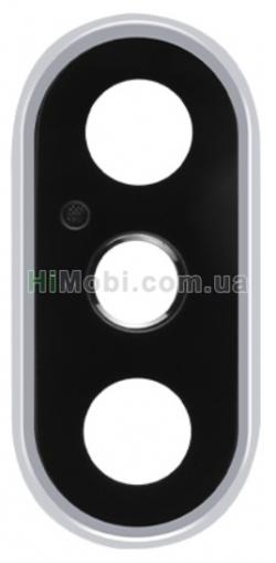 Скло камери iPhone XS / XS Max срібло + кільце