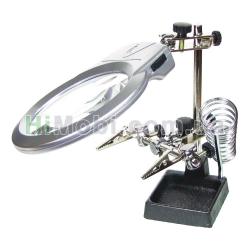 Тримач плат і паяльника MG16129-A з LED-підсвічуванням і подвійною лупою d=90 мм 2x/ d=21 6x