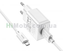 МЗП Hoco 2в1 Micro USB C106A 1USB 2.1A білий