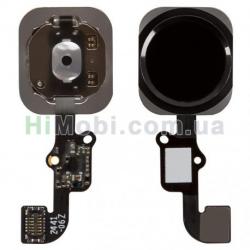 Шлейф (Flat cable) iPhone 6/ 6 Plus з кнопкою меню та пластиковою накладкою чорний