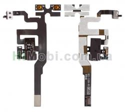 Шлейф (Flat cable) iPhone 4S кнопок звуку коннектора навушніків з компонентами чорний