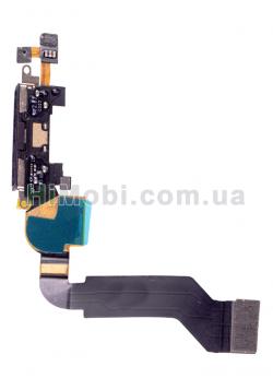 Шлейф (Flat cable) iPhone 4S з роз'ємом зарядки і мікрофоном чорний