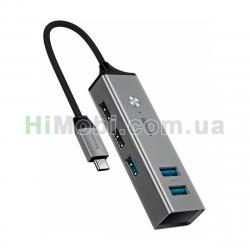 USB HUB Baseus Cube Adapter Dark Type-C to USB (3 USB 3.0 / 2 USB 2.0) ciрий