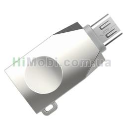 Перехідник HOCO UA10 Micro USB OTG срібло