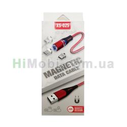 USB кабель магнітний XS-025 3-in-1 Type-C / Micro / Lightning (1.2m) чорний