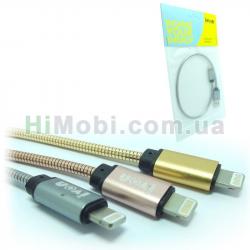 USB кабель iVON CA-38 Metal для iphone 5 рожевий
