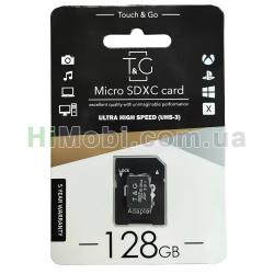 Карта пам'яті Micro SD T&G 128Gb (Class 10) + адаптер SD