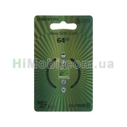 Карта пам'яті Borofone Micro SD (10 Class) 64Gb зелений