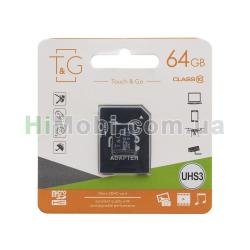 Карта пам'яті T&G Micro SD (10 Class) / Adapter 64Gb чорний