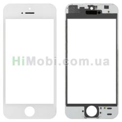 Скло екрану iPhone 5S біле з рамкою і з OCA плівкою