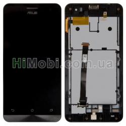 Дисплей (LCD) Asus ZenFone 5 (A500CG/ A500KL/ A501CG) з сенсором чорний + рамка