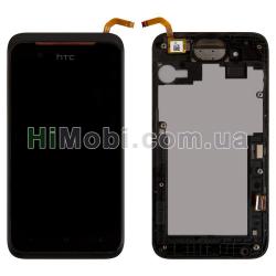 Дисплей (LCD) HTC 210 Desire Dual Sim з сенсором чорний + рамка