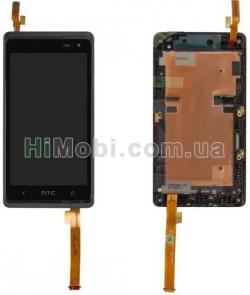 Дисплей (LCD) HTC 600 Desire з сенсором чорний + рамка срібна