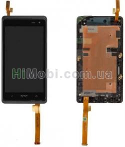 Дисплей (LCD) HTC 600 Desire з сенсором чорний + рамка