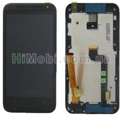 Дисплей (LCD) HTC 601 Desire/ 601 Dual Sim з сенсором чорний + рамка