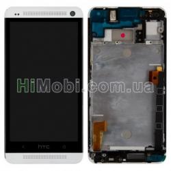 Дисплей (LCD) HTC 802w One M7 Dual Sim з сенсором чорний + рамка біла