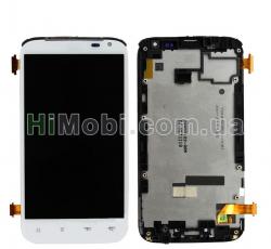 Дисплей (LCD) HTC X315 Sensation XL G21 з сенсором білий + рамка
