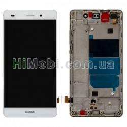 Дисплей (LCD) Huawei P8 Lite (ALE L21) з сенсором білий + рамка золота