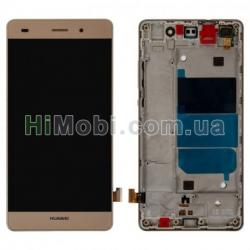 Дисплей (LCD) Huawei P8 Lite (ALE L21) з сенсором золотий + рамка