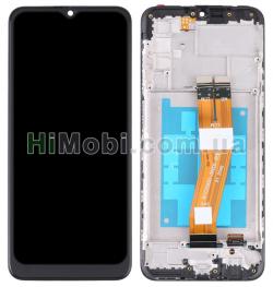 Дисплей (LCD) Samsung A037/ F Galaxy A03s з сенсором чорний (жовтий шлейф) + рамка
