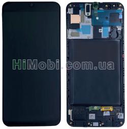 Дисплей (LCD) Samsung A505/ A50 OLED з сенсором чорний + рамка
