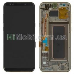 Дисплей (LCD) Samsung G955 F Galaxy S8 plus з сенсором золотий + рамка сервісний GH97-20470F