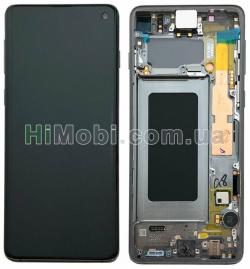 Дисплей (LCD) Samsung G973 Galaxy S10 з сенсором чорний + рамка сервісний GH82-18850A