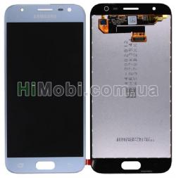 Дисплей (LCD) Samsung J330 Galaxy J3 (2017) з сенсором блакитний оригiнал PRC
