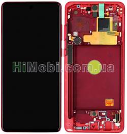 Дисплей (LCD) Samsung N770 Galaxy Note 10 Lite з сенсором червоний+ рамка сервісний GH82-22193C