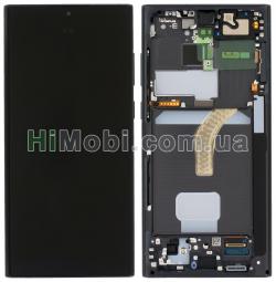 Дисплей (LCD) Samsung S908 Galaxy S22 Ultra з сенсором Phantom Black сервісний + рамка