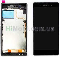 Дисплей (LCD) Sony D6502/ D6503 Xperia Z2 з сенсором чорний + рамка оригінал PRC