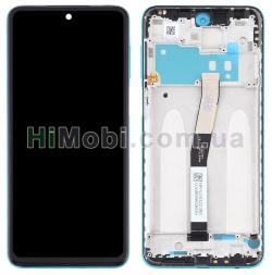 Дисплей (LCD) Xiaomi Redmi Note 9 Pro / Redmi Note 9S з сенсором чорний + рамка блакитна
