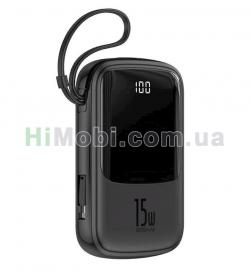 Зовнішній акумулятор Baseus Q pow Digital Display 3A Power Bank 10000mAh (With IP Cable)Black